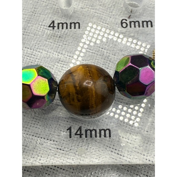 Layered Beaded Necklace Blue AB Gold Tone 26" - Picture 6 of 9